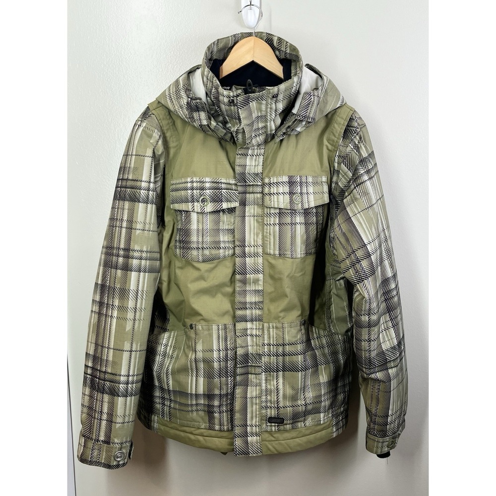Oakley Ski JacketY2K Womens Size M Full Zip Snowboard Ski Pockets Green Plaid